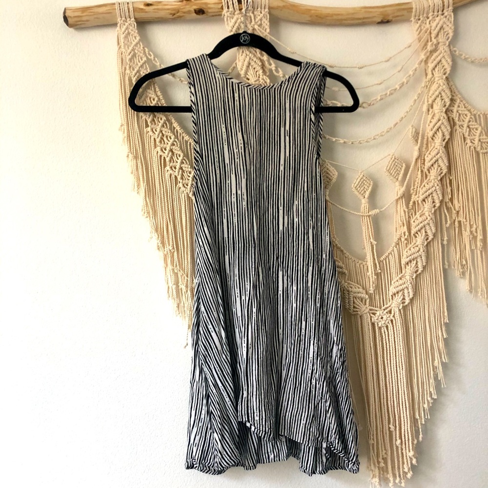 Oliveaceous Striped Swing Dress with Pockets